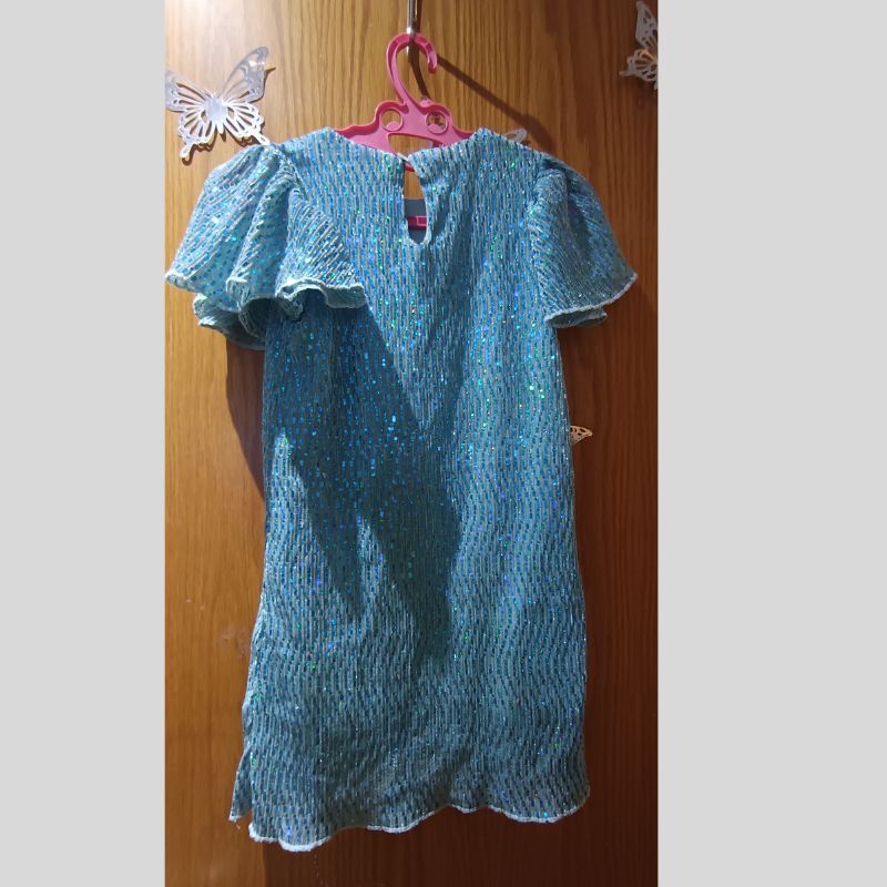 Next Girls Dress Age 6 Years Blue Shimmer Party Occasion-Good Condition - Image 2