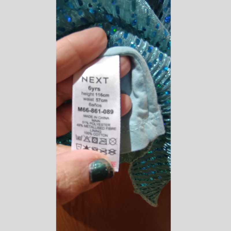 Next Girls Dress Age 6 Years Blue Shimmer Party Occasion-Good Condition - Image 3