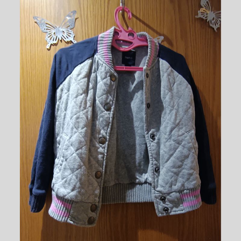 GapKids Girls Jacket Coat Size 6-7 Years Grey Navy-Good Condition - Image 3