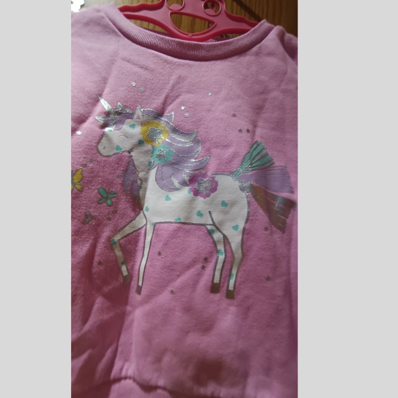 Primark Girls Pink Unicorn Sweatshirt Jumper Size 6-7 Years-Good Condition - Image 3